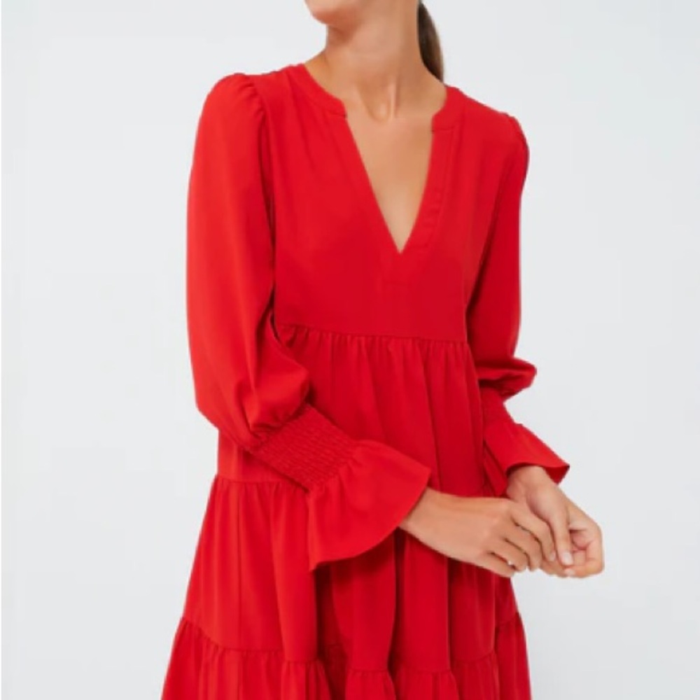 Pomander Place (Tuckernuck) red shift dress. Smocked sleeves. Worn 2x. Size: XS